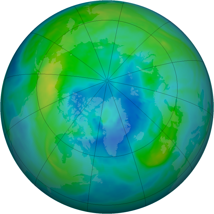 Arctic ozone map for 08 October 2014